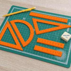 Geometri Cetvel Seti – 3D Baskı İletki, Gönye ve Ölçüm Araçları - Turuncu