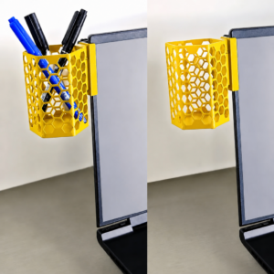 Monitor Kalemlik – 3D Baskı Petek Desenli Laptop Kenar Altıgen Kalemlik-Sarı