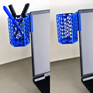 Monitor Kalemlik – 3D Baskı Petek Desenli Laptop Kenar Altıgen Kalemlik-Mavi