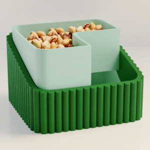 Fıstık Kasesi – 3D Baskı Çift Hazneli Kabuk Ayırıcı Sunum Kasesi - Yeşil Mint