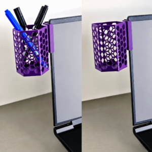 Monitor Kalemlik – 3D Baskı Petek Desenli Laptop Kenar Altıgen Kalemlik-Mor