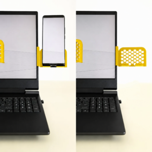 Monitor Telefon Tutucu – 3D Baskı Petek Desenli Laptop Kenar Telefon Tutucu-Sarı