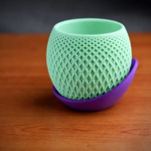 Küre Saksı – 3D Baskı Kafes Dokulu İki Parçalı Dekoratif Saksı - Mint-Mor