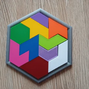 Altıgen Tangram Puzzle – 3D Baskı Renkli Zeka ve Eşleştirme Oyunu