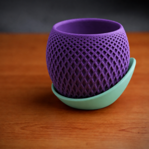 Küre Saksı – 3D Baskı Kafes Dokulu İki Parçalı Dekoratif Saksı - Mor-Mint