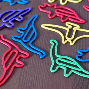 Dinozor Figürlü Kitap Ayracı ve Ataç Seti 15'li – 3D Baskı Karışık Desen