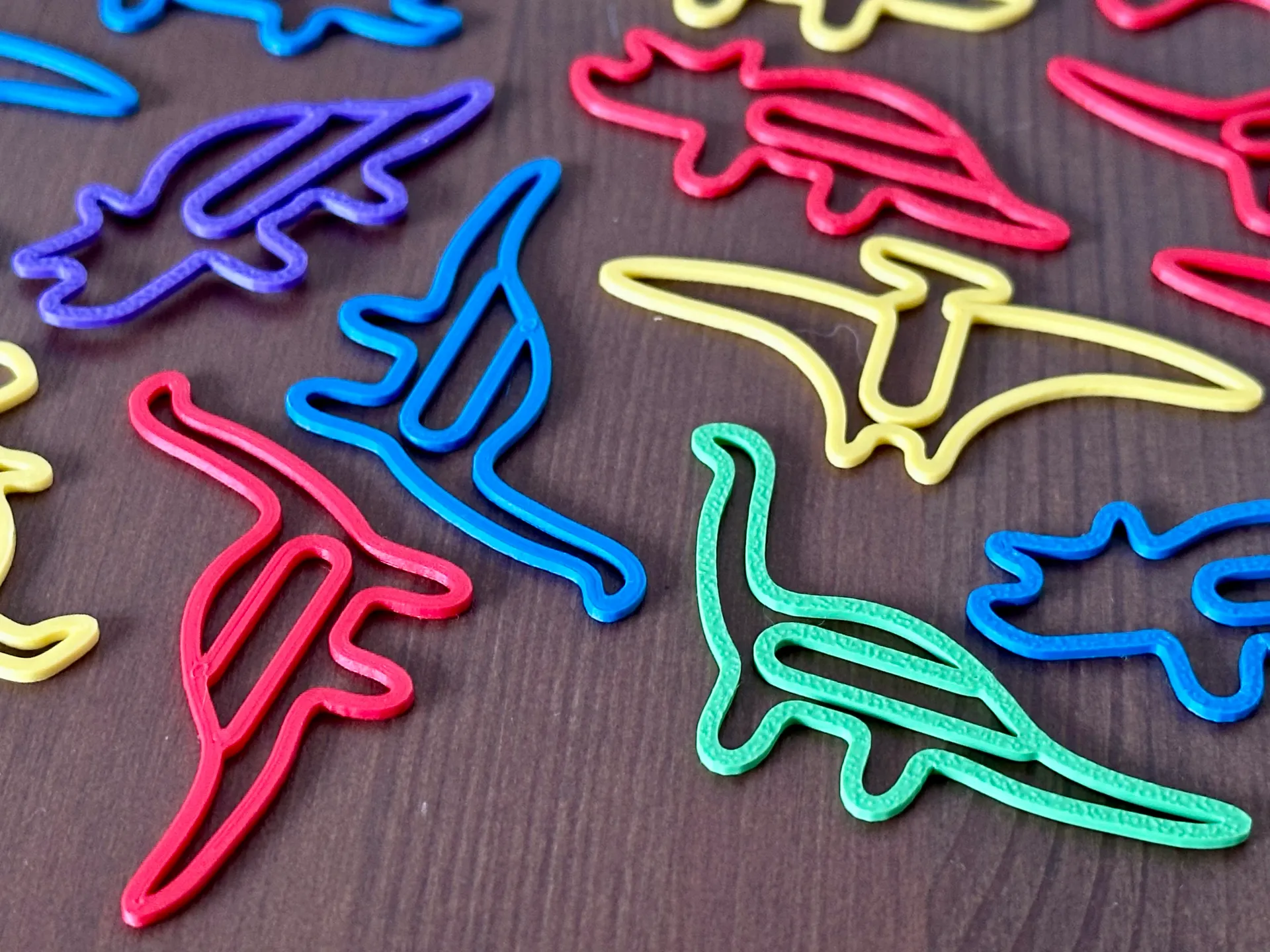 Dinozor Figürlü Kitap Ayracı ve Ataç Seti 15'li – 3D Baskı Karışık Desen