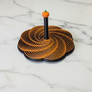Spiral Halkalı Balkabağı Dekoratif Obje Dönen Kinetik Masa Aksesuarı Sonbahar Turuncu Siyah – 3D Baskı
