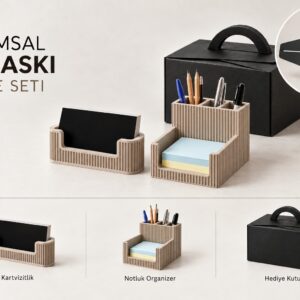 Çizgili Kurumsal Set – Kartvizitlik & Notluk Organizer