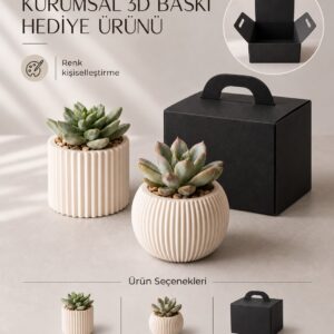 Mini Saksı - Çizgili Desen