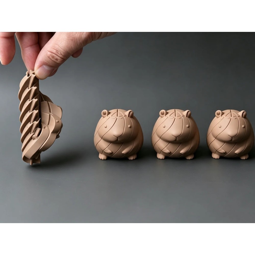 Katlanır Kapibara Figürlü Eklemli Fidget Oyuncağı – 3'lü Set