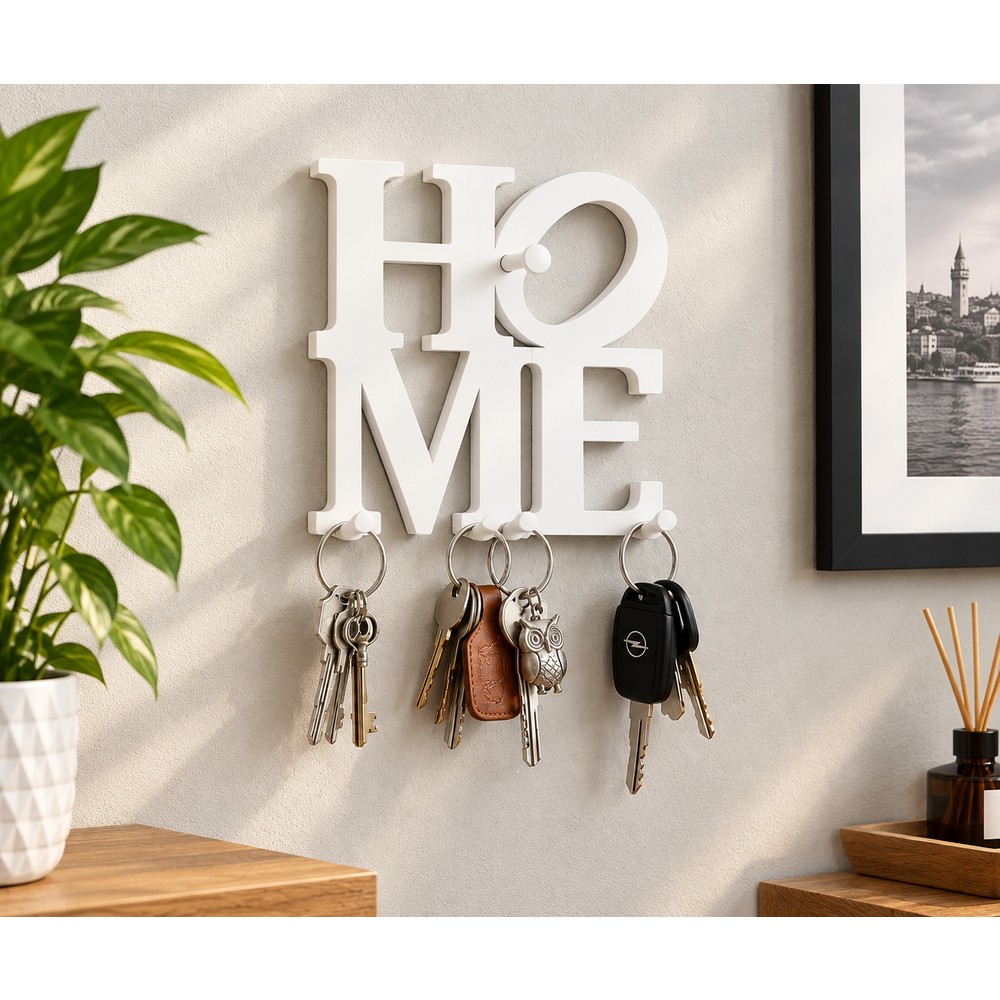 Home Yazılı Duvar Tipi Anahtarlık Askısı – Kırmızı